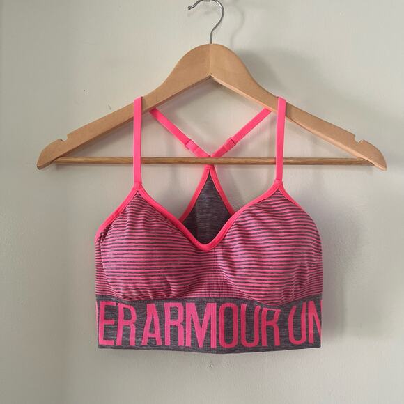 Under Armour Seamless Streaky Sports Bra Heather Pink Women's XS - Picture 1 of 2